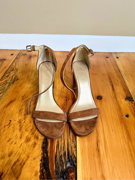 Stuart Weitzman Shoes - Stuart Weitzman NudistCurve Block Heel Sandal Brown Heels US 6